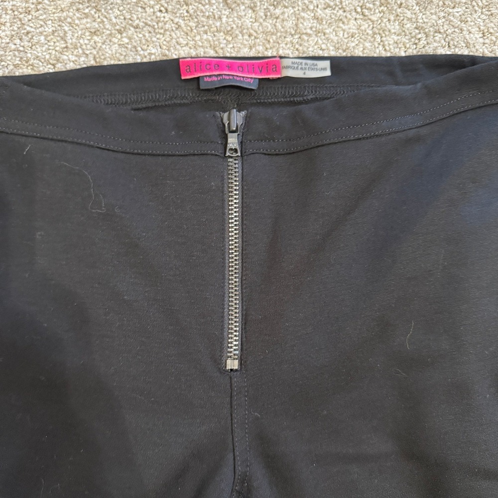 Alice + Olivia Black Ponte Legging Women's Size 4 Zip Front USA Made 90s - Picture 2 of 11
